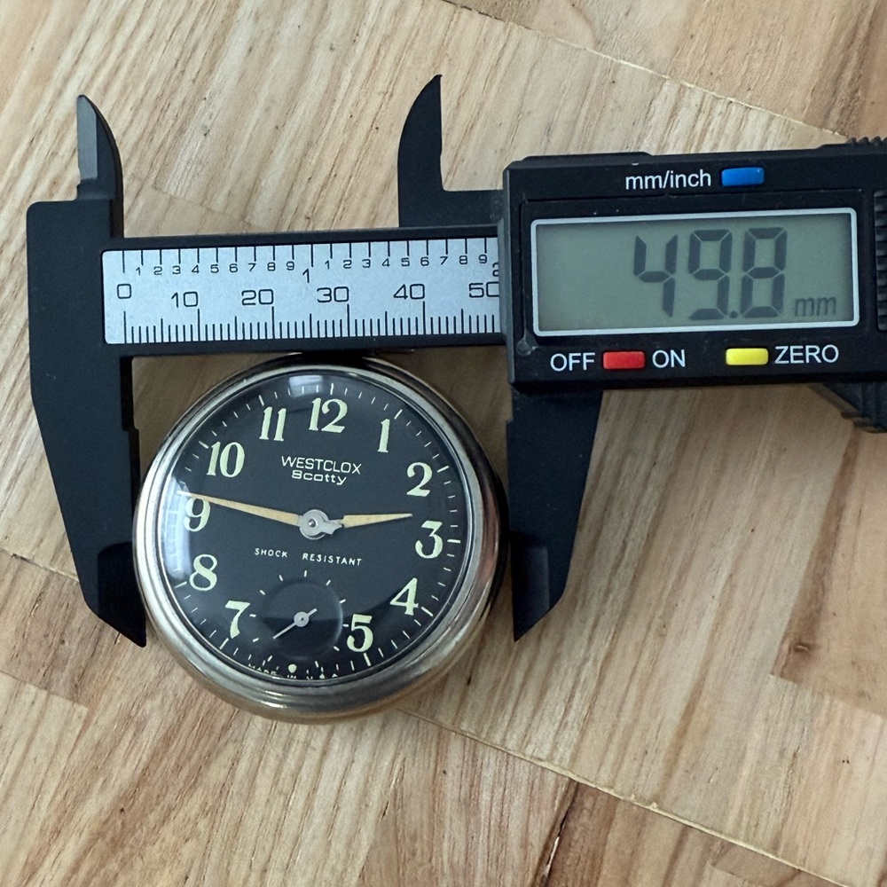 Westclox Scotty Poacket Watch Vintage Mechanical Winding Black Dial Works Well - Picture 7 of 7